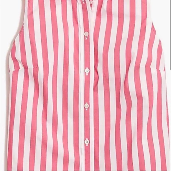 NWT J. Crew Pink and White Sleeveless Button Down Shirt - Picture 4 of 6